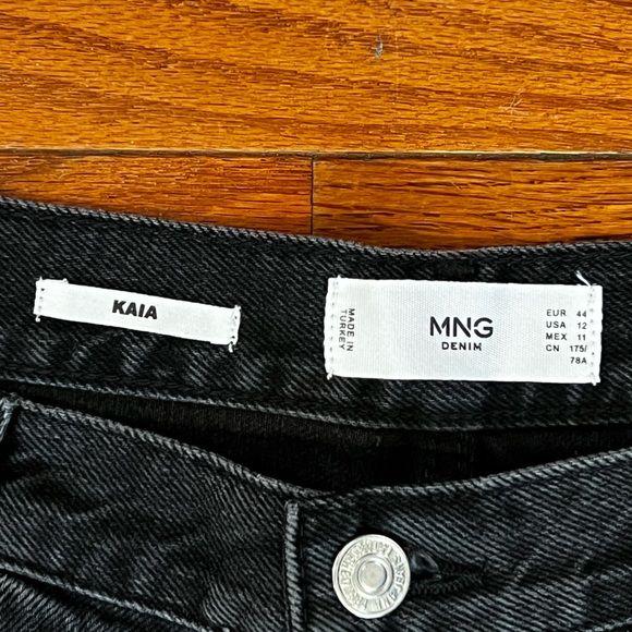 Mango Kaia Straight Wide Leg Jeans 100% Cotton Black Womens 12 Great Condition - Picture 4 of 10